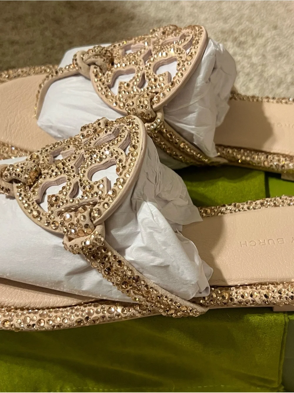 Tory Burch Miller Knotted Crystal Rose Pink Sandal Size 8.5